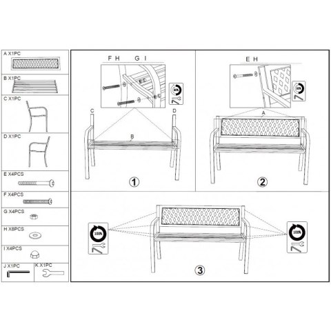 Ławka ogrodowa z oparciem, parkowa, metalowa z PCV, 118 x 50 x 75cm czarna LAW01