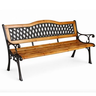 Ławka ogrodowa z oparciem, parkowa, metalowa z PCV, drewniana 125x52x74CM LAW03