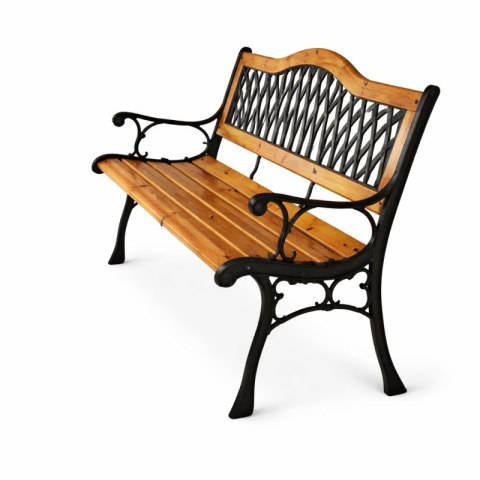 Ławka ogrodowa z oparciem, parkowa, metalowa z PCV, drewniana 125x52x74CM LAW03