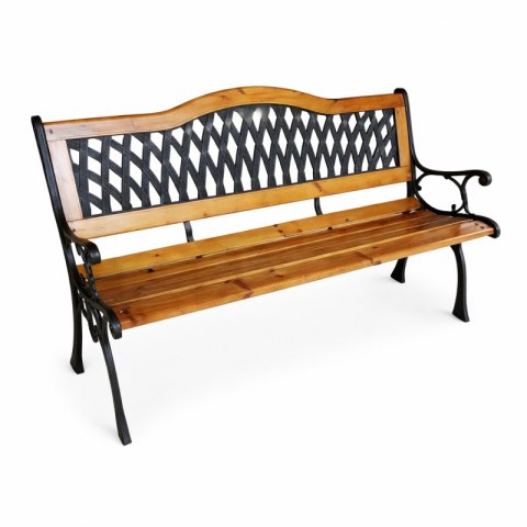 Ławka ogrodowa z oparciem, parkowa, metalowa z PCV, drewniana 125x52x74CM LAW03