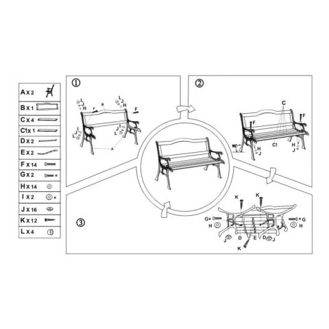 Ławka ogrodowa z oparciem, parkowa, metalowa z PCV, drewniana 125x52x74CM LAW03