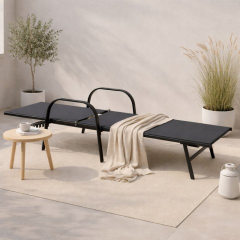 Leżak ogrodowy, regulowane oparcie, podłokietnik, wodoodporny materiał LE05GRAF