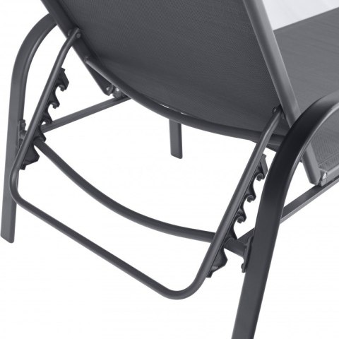 Leżak ogrodowy, regulowane oparcie, podłokietnik, wodoodporny materiał LE05GRAF