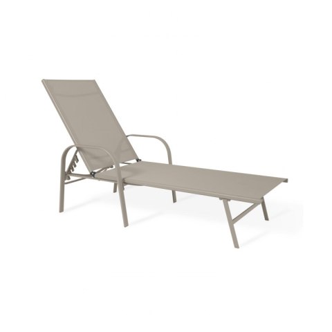 Leżak ogrodowy, regulowane oparcie, podłokietnik, wodoodporny materiał LE05JBR