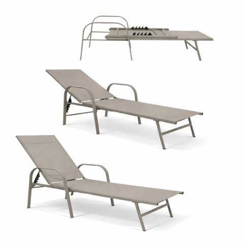 Leżak ogrodowy, regulowane oparcie, podłokietnik, wodoodporny materiał LE05JBR