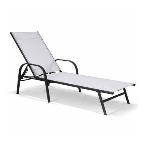 Leżak ogrodowy, regulowane oparcie, podłokietnik, wodoodporny materiał LE05SZ