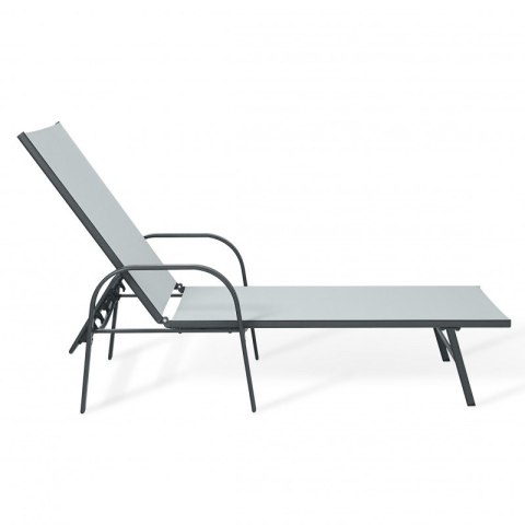 Leżak ogrodowy, regulowane oparcie, podłokietnik, wodoodporny materiał LE05SZ
