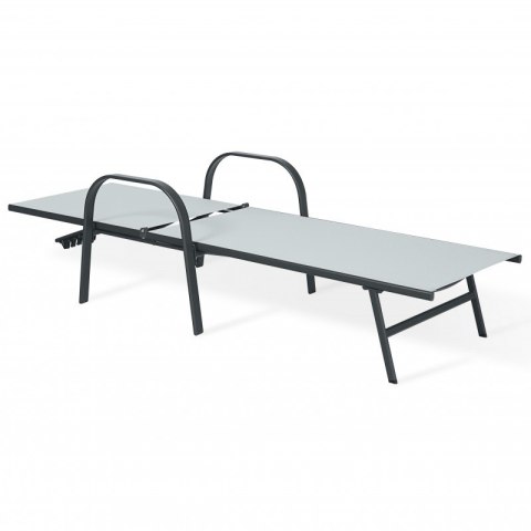 Leżak ogrodowy, regulowane oparcie, podłokietnik, wodoodporny materiał LE05SZ