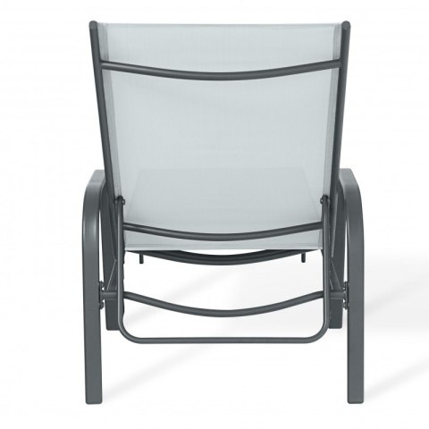 Leżak ogrodowy, regulowane oparcie, podłokietnik, wodoodporny materiał LE05SZ