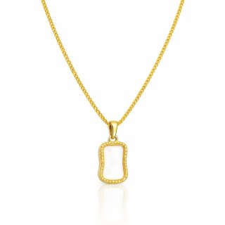 Naszyjnik stal szlachetna pozłacana 14k złotem, Biały Wisiorek Prostokąt NST2218