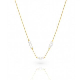 Naszyjnik stal szlachetna pozłacana 14k złotem, Perełki NST2216