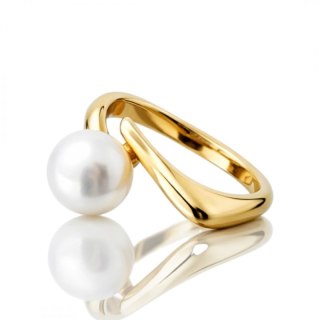Pierścionek stal chirurgiczna platerowana złotem, R7 PERŁA geometric PST854R7