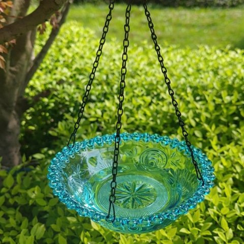 Wiszący karmnik, poidełko ogrodowe dla ptaków, misa błękitna do zabawy i kąpieli PT07