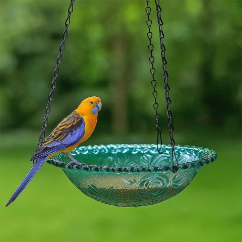 Wiszący karmnik, poidełko ogrodowe dla ptaków, misa błękitna do zabawy i kąpieli PT07