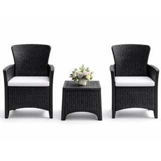 Zestaw mebli ogrodowych Bella antracyt 3w1 Stolik+2fotele imitacja rattanu SC08