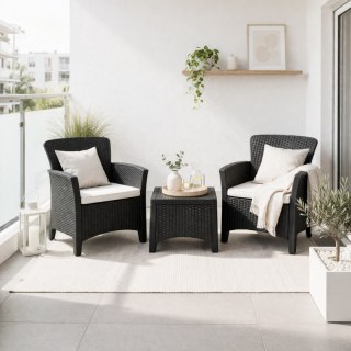 Zestaw mebli ogrodowych Bella antracyt 3w1 Stolik+2fotele imitacja rattanu SC08