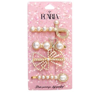 Zestaw pakiet 4w1 spinek wsuwek do włosów, białe, perły, kwiat, kokarda SP458