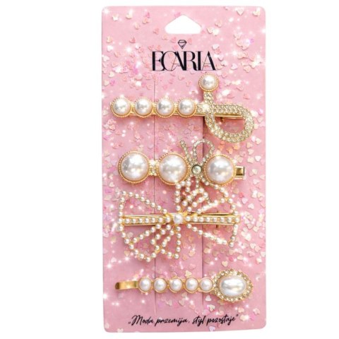 Zestaw pakiet 4w1 spinek wsuwek do włosów, białe, perły, kwiat, kokarda SP458